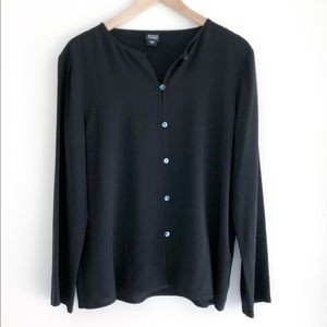 Eileen Fisher Silk Tunic Blouse Top Button Down